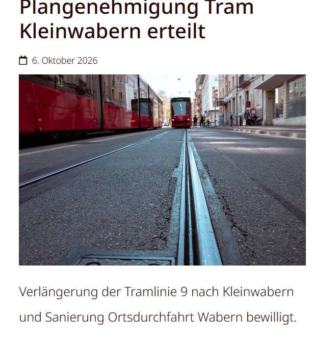 Plangenehmigung Tram Kleinwabern erteilt | BERNMOBIL 